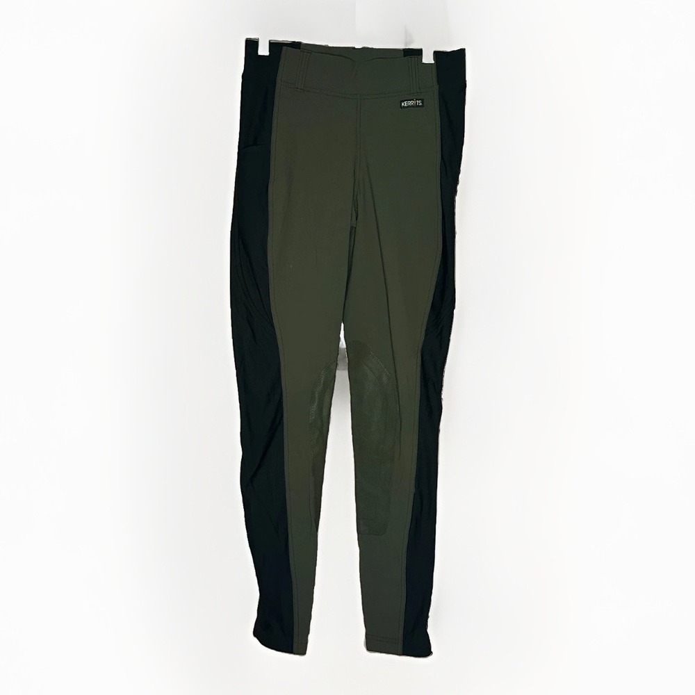 Kerrits Riding Pants S Olive‎ Black Knee Patch Equestrian Breeches 26x28